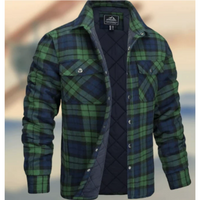 Herren Knopf Daunen Warme Hemd Jacke | Langarm – Grün