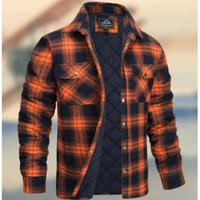 Herren Knopf Daunen Warme Hemd Jacke | Langarm – Orange