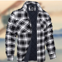 Herren Knopf Daunen Warme Hemd Jacke | Langarm – Schwarz