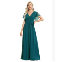 Damen V-Ausschnitt A-Linien Kleid | Maxi – Grün 3