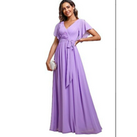 Damen V-Ausschnitt A-Linien Kleid | Maxi – Lila