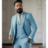 Herren 3-teilig Elegant Hochzeitsgast Anzug Set | Formell – Blau 3