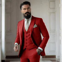 Herren 3-teilig Elegant Hochzeitsgast Anzug Set | Formell – Rot