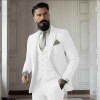 Herren 3-teilig Elegant Hochzeitsgast Anzug Set | Formell – Weiß
