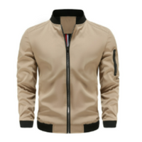 Herrenübergangsjacke mit Reißverschluss | Standardform – Khaki