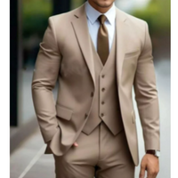 Herren Formell Hochzeitsgast Anzug 3-teiliges Set | Schlanke Passform – Beige