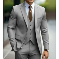 Herren Formell Hochzeitsgast Anzug 3-teiliges Set | Schlanke Passform – Grau 2