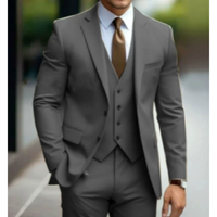 Herren Formell Hochzeitsgast Anzug 3-teiliges Set | Schlanke Passform – Grau 1