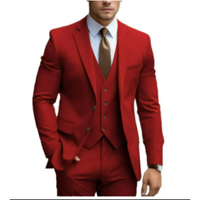 Herren Formell Hochzeitsgast Anzug 3-teiliges Set | Schlanke Passform – Rot
