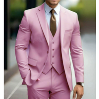 Herren Formell Hochzeitsgast Anzug 3-teiliges Set | Schlanke Passform – Rosa