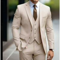 Herren Formell Hochzeitsgast Anzug 3-teiliges Set | Schlanke Passform – Khaki