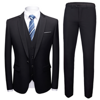 Herren Formell Klassisch Hochzeitsgast Anzug Set | 3-teilig – Schwarz