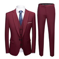 Herren Formell Klassisch Hochzeitsgast Anzug Set | 3-teilig – Bordeaux