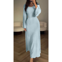 Damen Elegantes Kleid mit Langen Ärmeln und Drapierungen | Maxi – Blau