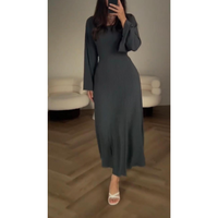 Damen Elegantes Kleid mit Langen Ärmeln und Drapierungen | Maxi – Grau