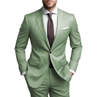 Herren Modisch Slim Fit Zweiteiliges Anzug Set | Hochzeitsgast Anzug – Grün2