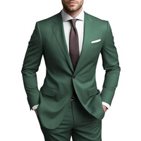 Herren Modisch Slim Fit Zweiteiliges Anzug Set | Hochzeitsgast Anzug – Grün