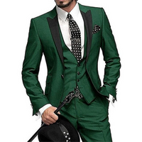 Herren Modern Slim Fit Dreiteiliges Anzug Set | Hochzeitsgast Anzug – Dunkelgrün