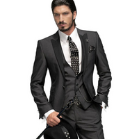 Herren Modern Slim Fit Dreiteiliges Anzug Set | Hochzeitsgast Anzug – Schwarz