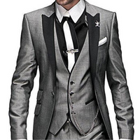 Herren Modern Slim Fit Dreiteiliges Anzug Set | Hochzeitsgast Anzug – Grau