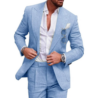 Herren Klassisch Vintage Hochzeitsgast Anzug Set | 3-teilig – Blau