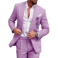 Herren Klassisch Vintage Hochzeitsgast Anzug Set | 3-teilig – Lila