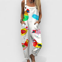 Amabel | Vintage Weitbeiniger Jumpsuit – Mehrfarbig