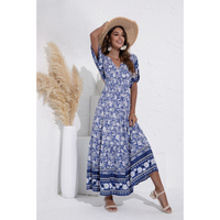 Thenla | Bohème Sommer Maxi Damen Kleid – Blau