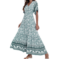 Thenla | Bohème Sommer Maxi Damen Kleid – Grün