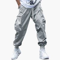 Herren-Cargo-Joggerhose mit Kordelzug und elastischen Bündchen – Grau