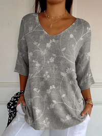 Yvonne-Marie® | Damen Vintage Floral Art Casual Pullover Strick – Mehrfarbig