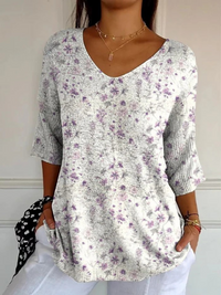 Sadie | Damen Vintage Blumen Kunst Casual Pullover Strick – Mehrfarbig