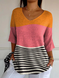 Jeanne | Damen Pullover mit abstraktem Linienmuster – Mehrfarbig