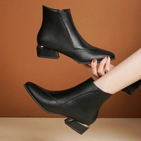 Damen Stilvolle Reißverschluss Stiefel | Bequeme – Schwarz