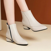 Damen Stilvolle Reißverschluss Stiefel | Bequeme – Beige