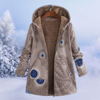 Damen-Winterjacke mit floralmuster | lange ausführung – Khaki
