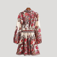 Islaith | Paisley Mini Damen Kleid – Rot