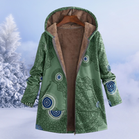 Damen-Winterjacke mit floralmuster | lange ausführung – Grün