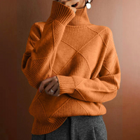 Rauten-Rollkragenpullover – Raffinierte Wärme mit modernem Stil – Orange