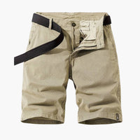 Herren Sommer Shorts mit Taschen und Stoffgürtel knie­lang – Kaki