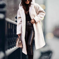 Wistease | Lange Teddy Winterjacke – Weiß