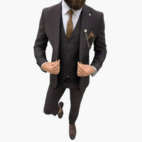 Slim Fit Anzug Set - Herrenanzug 3-teilig für Abendmode – Kaffee