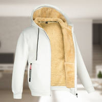 Sadi - Lässige Herren Winterjacke mit Kapuze und Fleece – Weiß