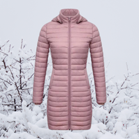 Asmotra |  Die neue ultraleichte, tragbare, lange und warme Parka-Jacke mit Kapuze – Rosa