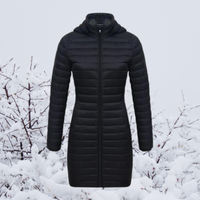 Asmotra |  Die neue ultraleichte, tragbare, lange und warme Parka-Jacke mit Kapuze – Schwarz