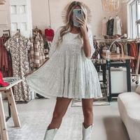 Eliza | Das beste elegante funkelnde Partykleid – Weiß Silber