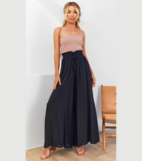 Senna Weites Bein Lose Hohe Taille Hosen – Schwarz