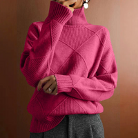 Rauten-Rollkragenpullover – Raffinierte Wärme mit modernem Stil – Rosa