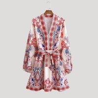 Islaith | Paisley Mini Damen Kleid – Rosenrot