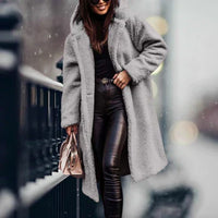 Wistease | Lange Teddy Winterjacke – Grau